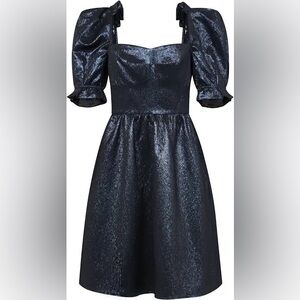 NWT SALONI midnight navy metallic rachel mini dress